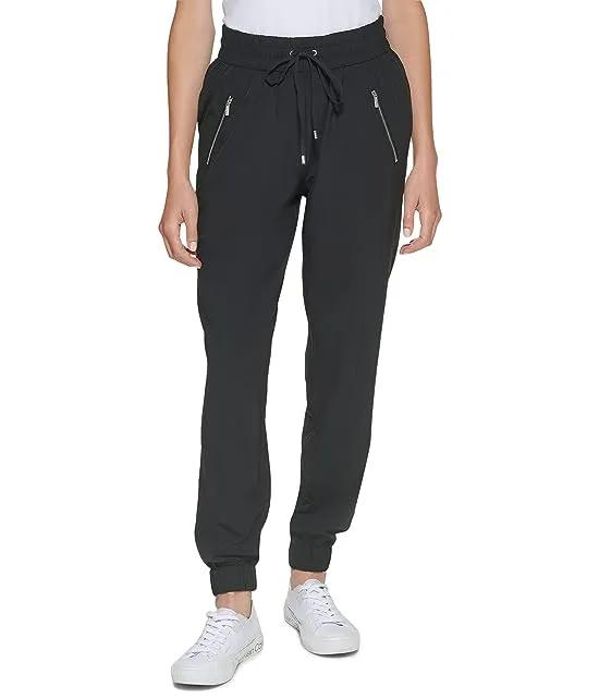 Drawstring Joggers with Zip Detail