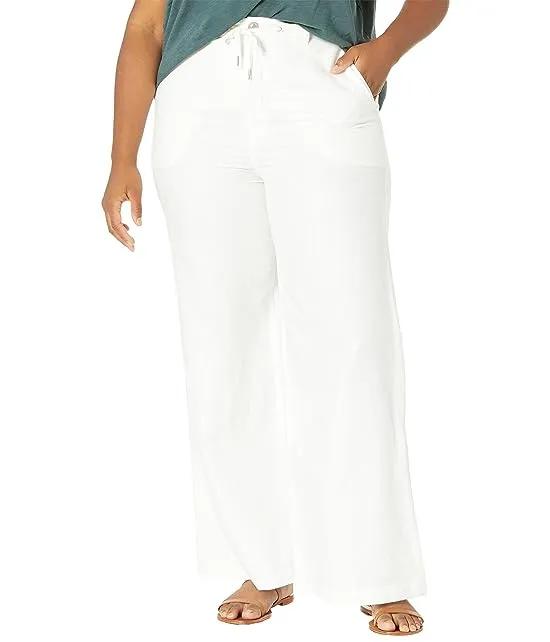 Drawstring Wide Leg Trousers in Star White