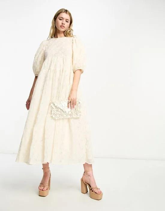 Dream Sister Jane floral lace midaxi dress in ivory