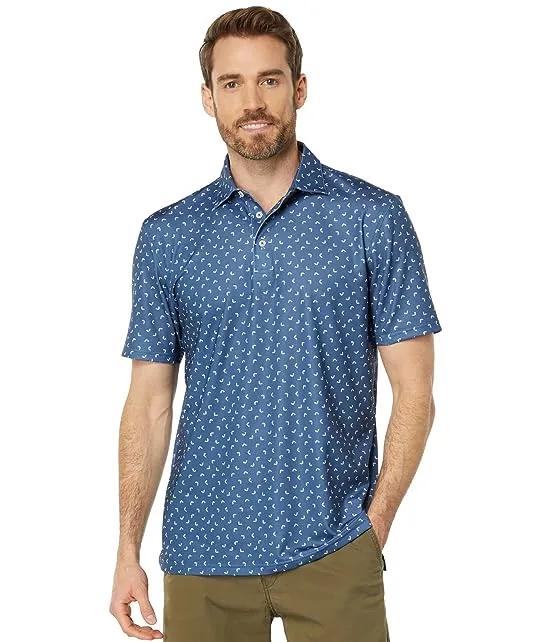 Driver Fish Toss Print Perf Polo