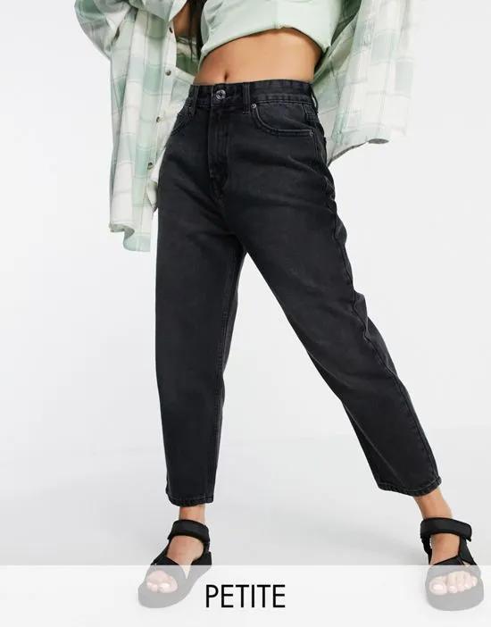 DTT Petite Emma super high rise mom jeans in washed black