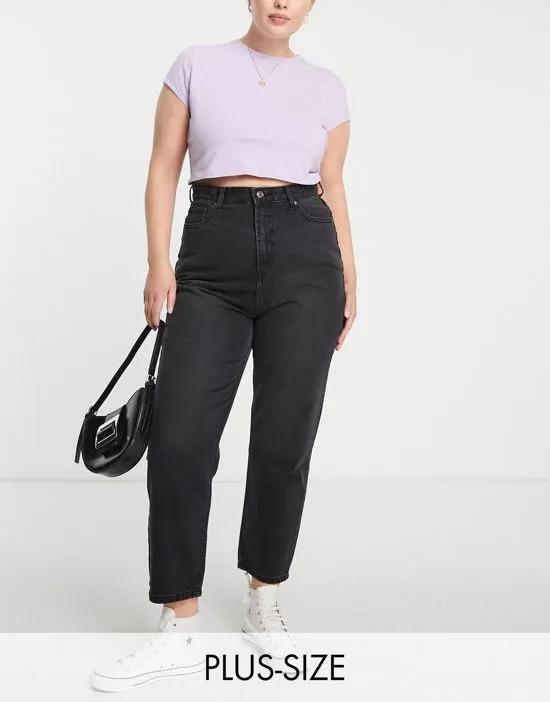 DTT Plus Emma super high waisted mom jeans in washed black