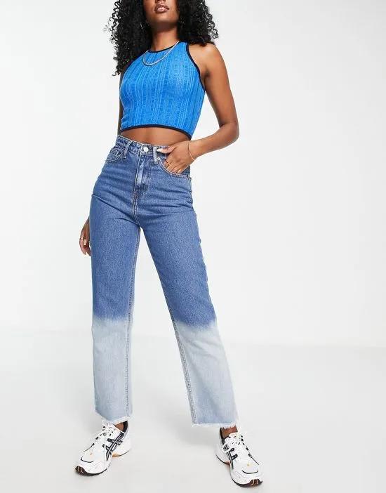 DTT straight leg jeans with ombre in blue
