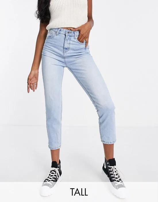 DTT Tall Emma super high waisted mom jeans in light blue wash