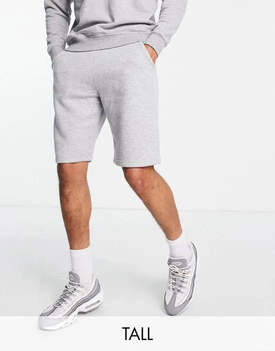 DTT Tall jersey shorts in light heather gray