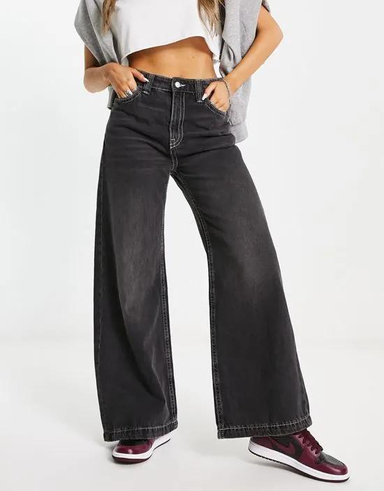 Duchess low rise baggy fit jeans in anthracite black