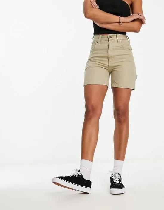 duck canvas carpenter shorts in desert sand