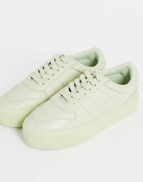 Duet flatform lace up sneakers in green