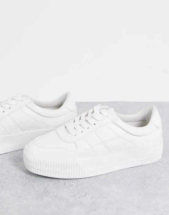 Duet flatform lace up sneakers in white