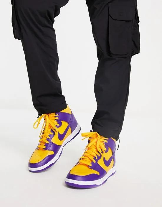 Dunk High Retro sneakers in purple and yellow