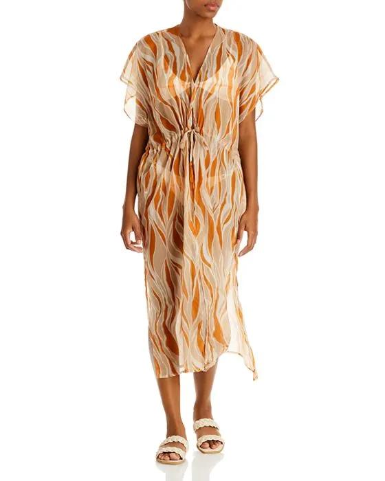 Echo Jungle Camo Longline Dress Swim Cover-Up
