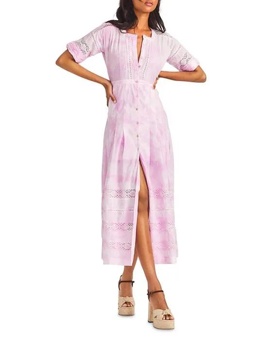 Edie Lace Short Sleeve Midi Shirt Dress
