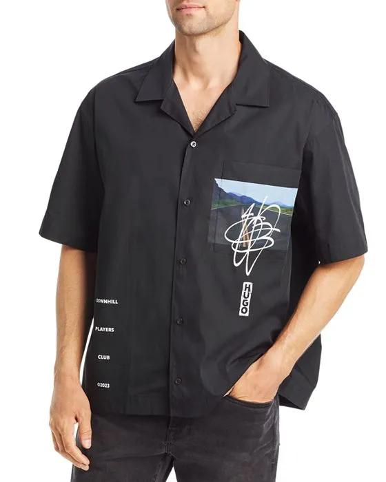 Egeeno Cotton Regular Fit Button Down Camp Shirt