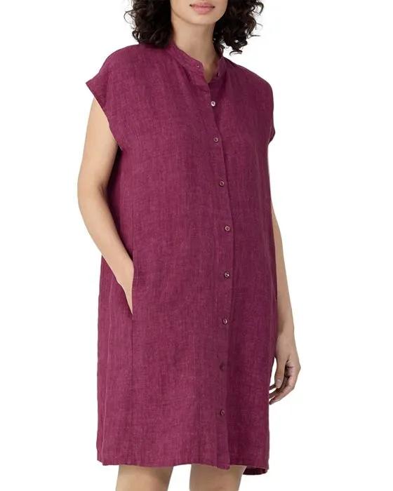 Eileen Fisher Organic Linen Cap Sleeve Shirt Dress
