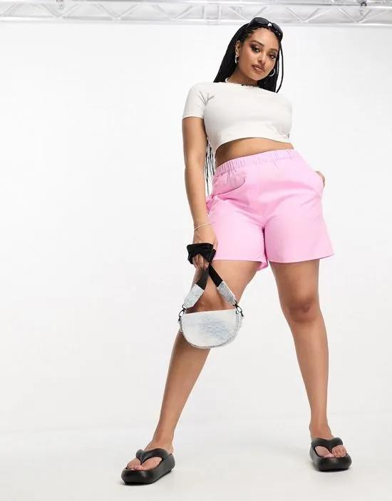 elasticated waist boxer shorts in bubblegum pink
