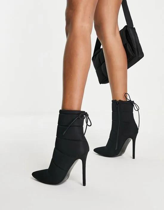 Elisha high-heeled padded ankle boots in black