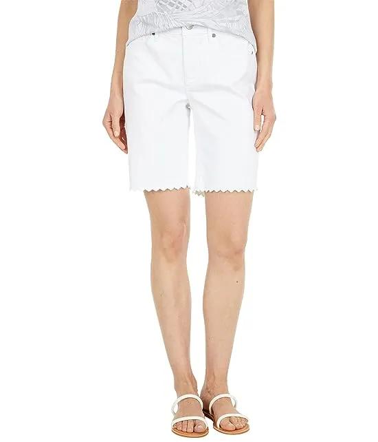 Ella Denim Shorts w/ Scallop Embroidery in Optic White