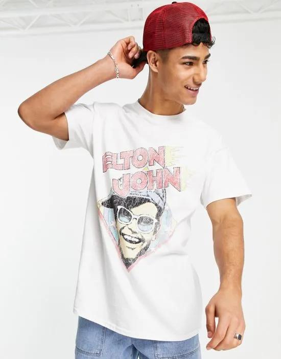 Elton John print t-shirt in white