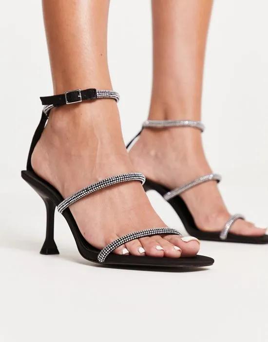 embellished heeled sandal in black