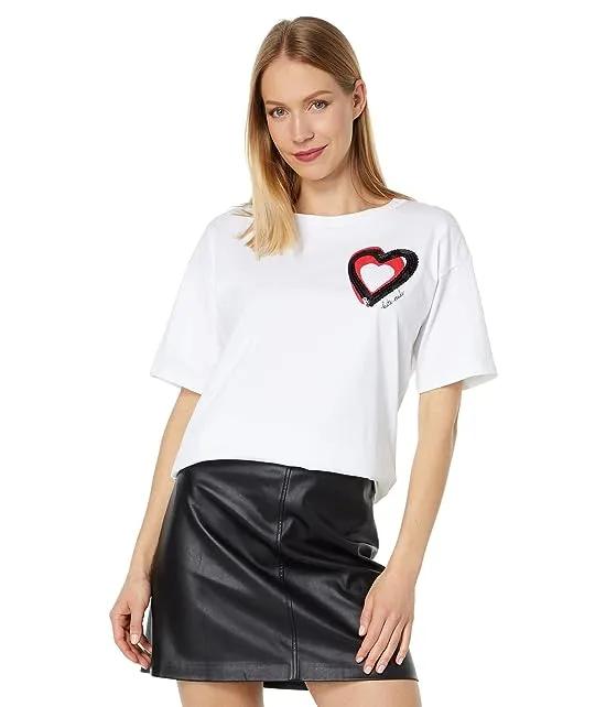 Embellished Overlapping Hearts Tee