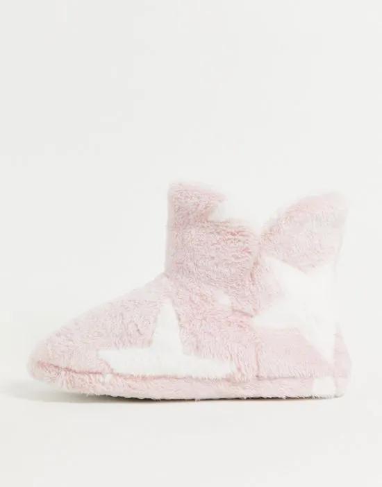 embossed star slipper boot on pink