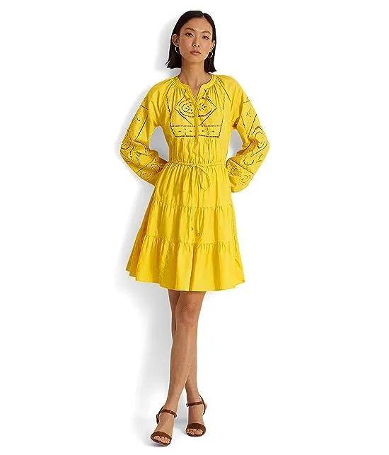 Embroidered Cotton Broadcloth Dress