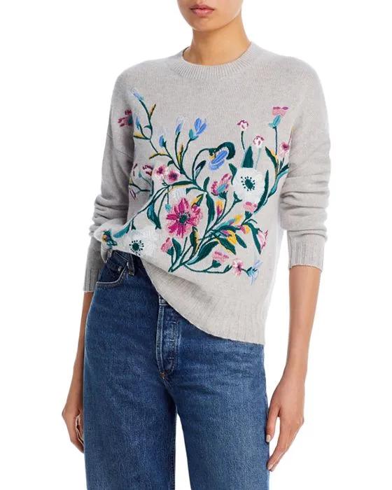 Embroidered Floral Cashmere Sweater - 100% Exclusive