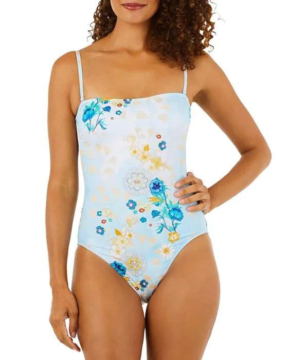 Embroidered One Piece Swimsuit