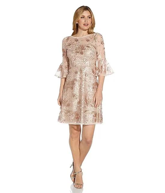 Embroidered Sequin Cocktail Dress