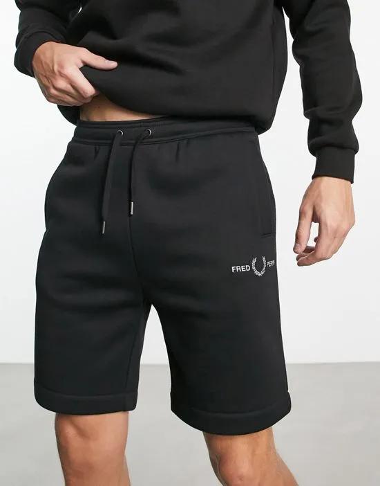 embroidered shorts in black