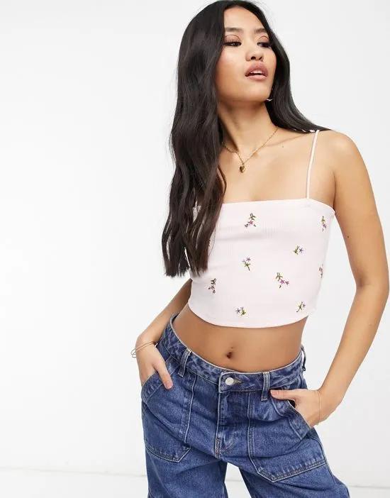 embroidered skinny strap cami