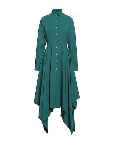 Emerald green Cotton twill Midi dress