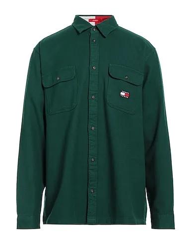 Emerald green Cotton twill Solid color shirt