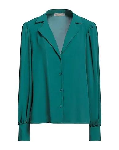 Emerald green Crêpe Solid color shirts & blouses