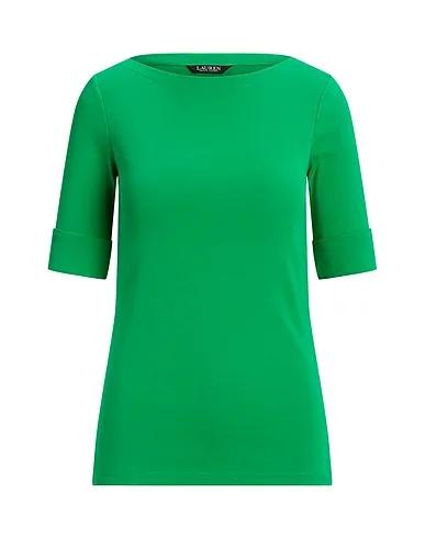 Emerald green Jersey Basic T-shirt COTTON BOATNECK TOP
