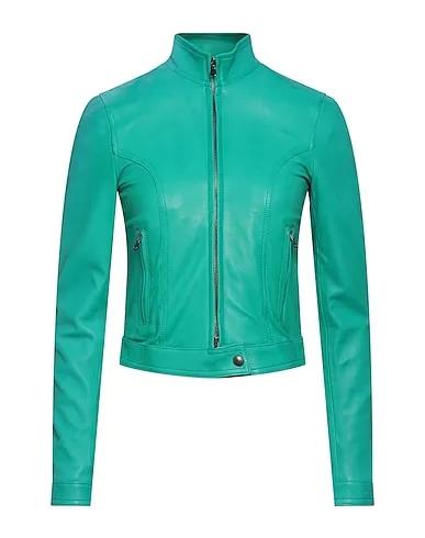 Emerald green Leather Biker jacket