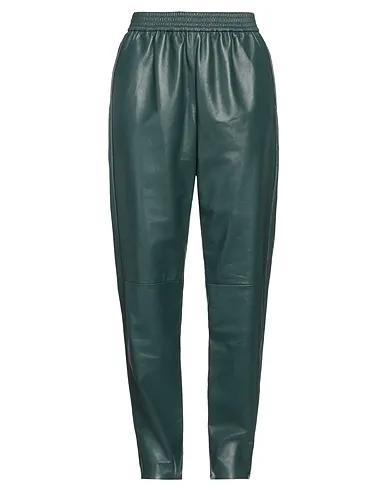 Emerald green Leather Casual pants