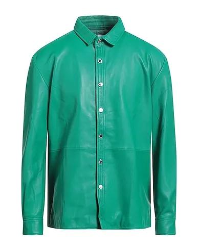Emerald green Leather Solid color shirt