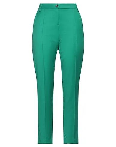 Emerald green Plain weave Casual pants