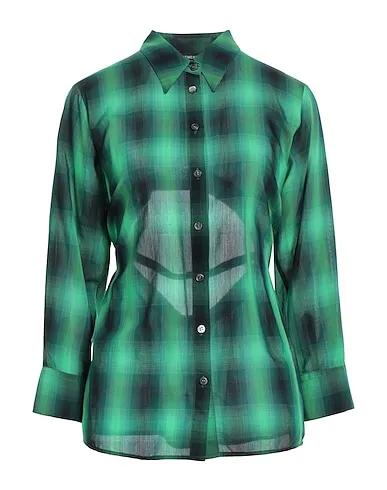 Emerald green Plain weave Checked shirt
