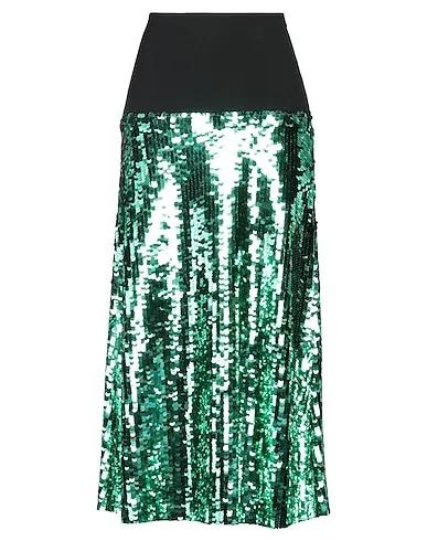 Emerald green Plain weave Maxi Skirts