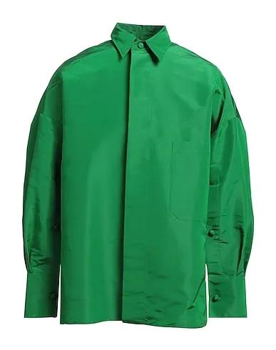 Emerald green Plain weave Solid color shirt