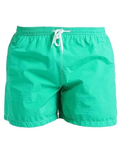 Emerald green Plain weave Swim shorts