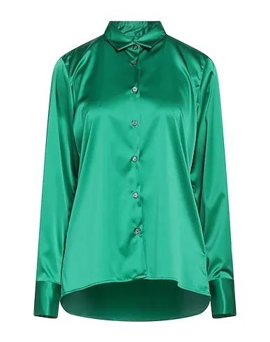 Emerald green Satin Solid color shirts & blouses