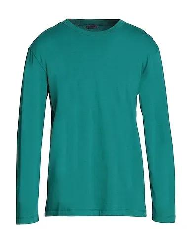 Emerald green T-shirt ORGANIC COTTON L/SLEEVE T-SHIRT WITH  PRINT
