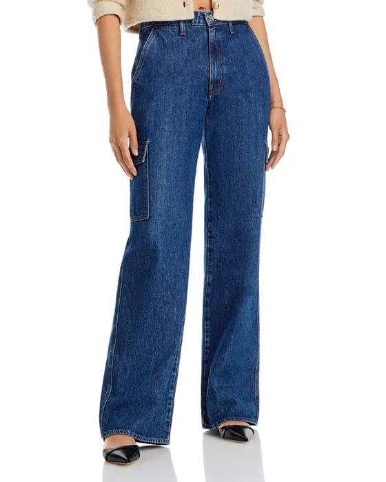 Erika Utility Cotton High Rise Jeans in Bedford Dark
