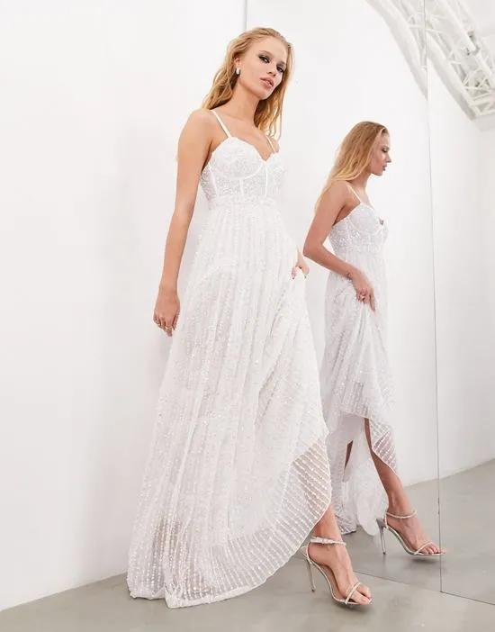 Esme embellished corset cami wedding dress with full skirt in ivory