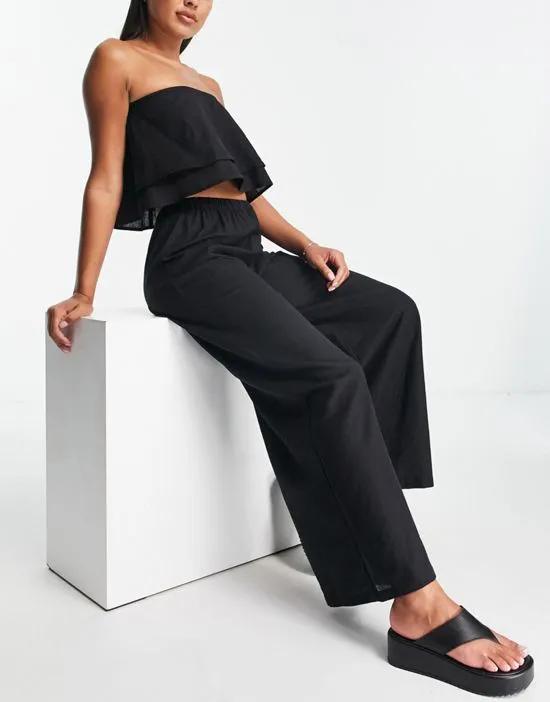 Esmee Exclusive beach elasticated waist pants in black - part of a set