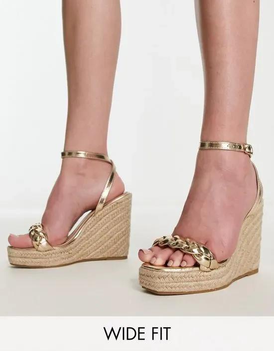 espadrille wedge heeled sandals in gold