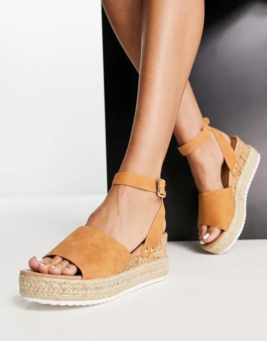 espadrille wedge sandals in tan